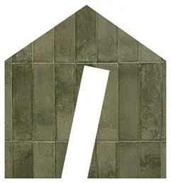 The house mark filled with dark olive glazed tiles laid vertically