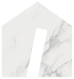 The house mark filled with white marble and grey veining