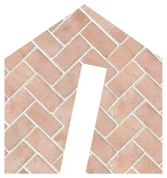 The house mark filled with blush pink herringbone tiles