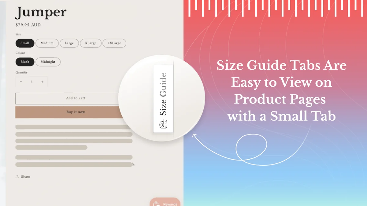 Size Guide Tabs Are Easy to View on Product Pages with a Small Tab