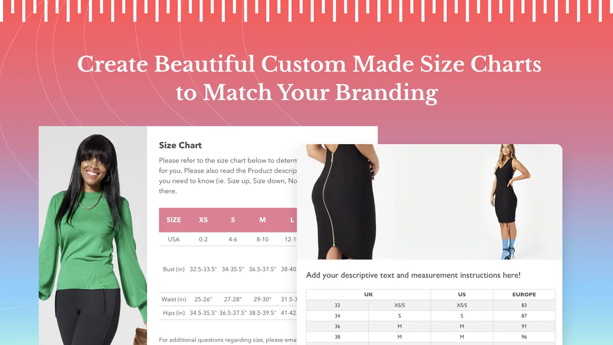 Create Beautiful Custom Made Size Charts to Match Your Branding