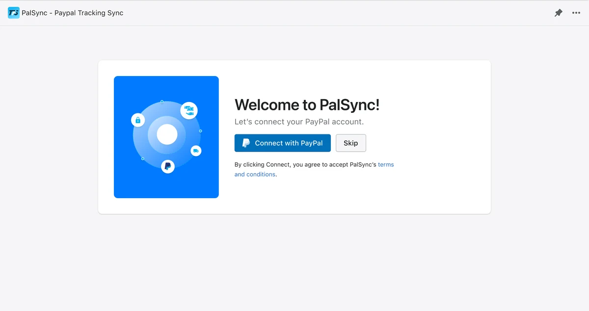 The old onboarding: Welcome to PalSync with a Connect with PayPal button